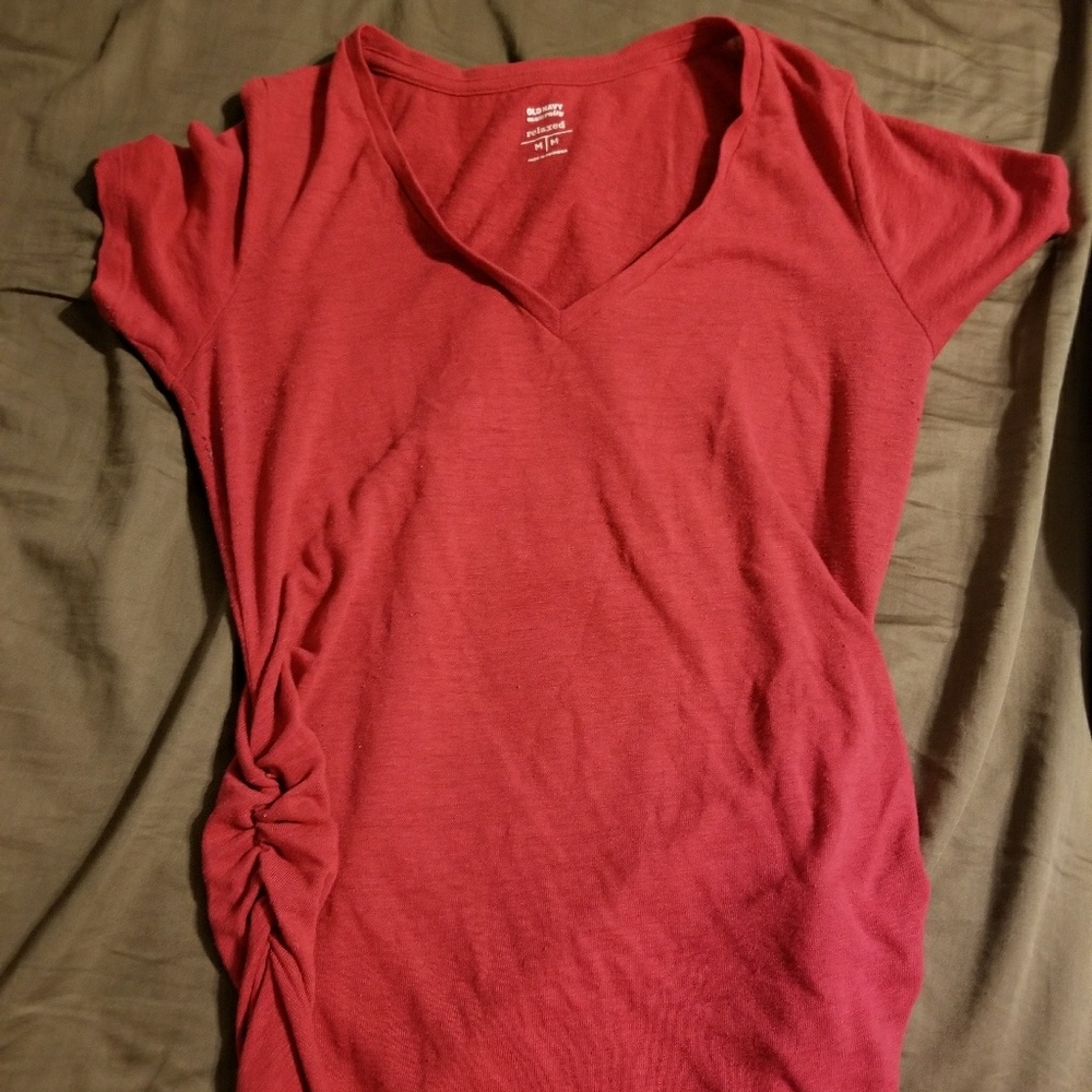 Pink Maternity V Neck Tshirt